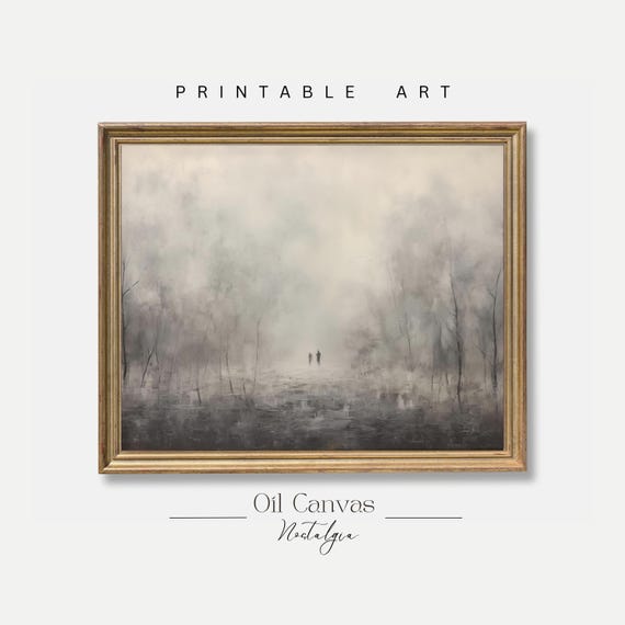 Wall Art Moody Landscape Dark Academia Spooky Art Foggy Mysterious Scene