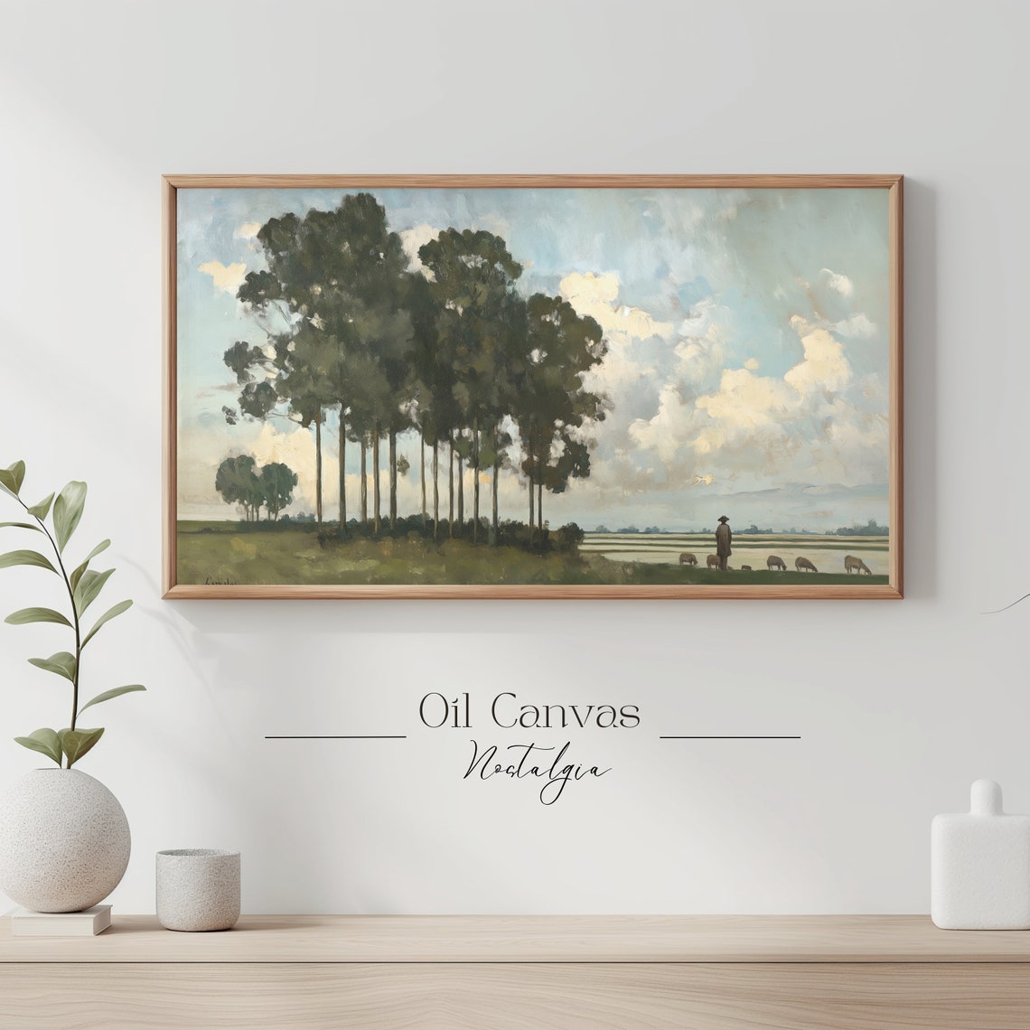 Autumn Landscape Oil Painting Frame Tv Art Rustic Country Decor Moody Muted Colours - Image 3