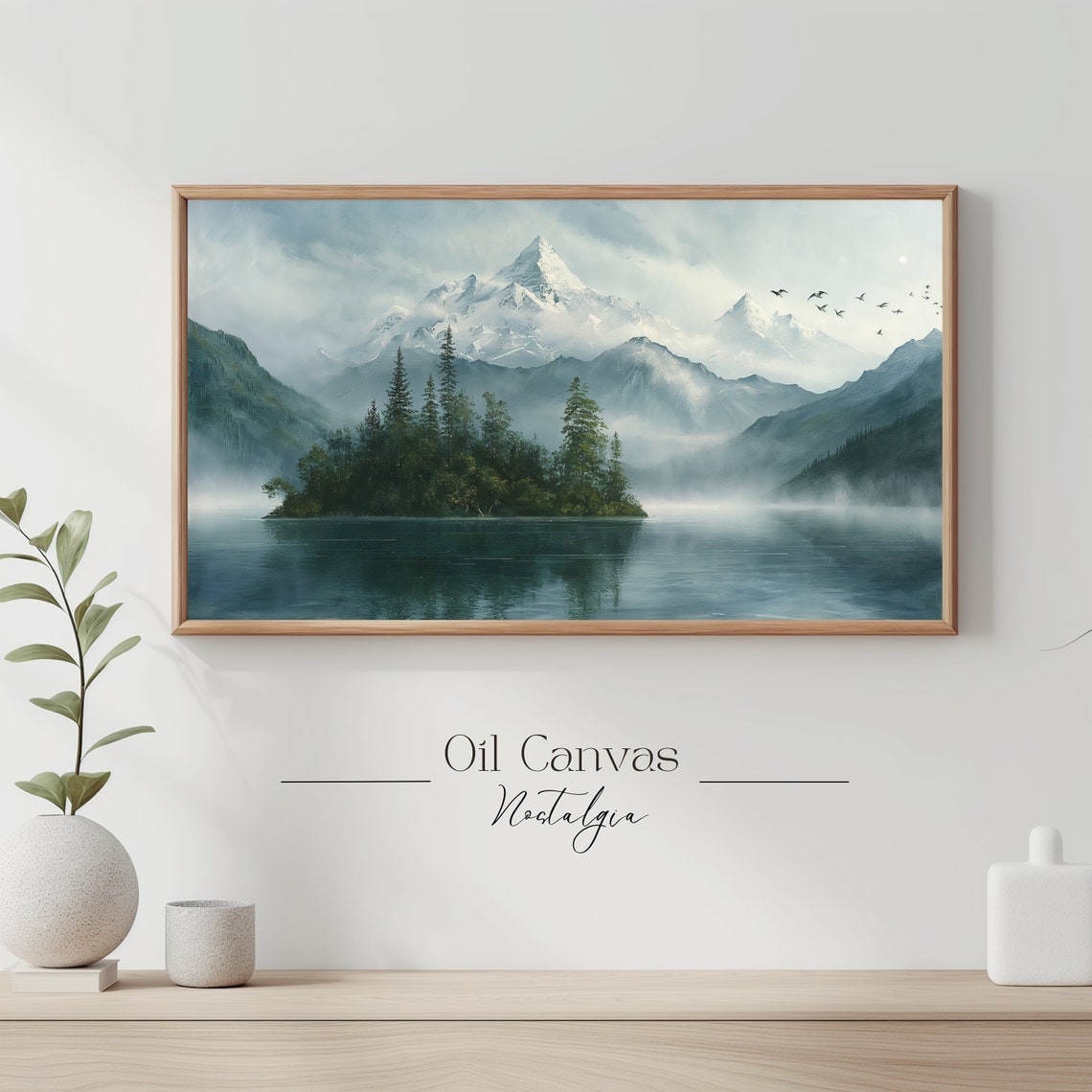 Mountain Landscape Frame Tv Art Vintage Rustic Scenery Oil Painting Farmhouse Decor Nature Wall Art Instant - Image 3