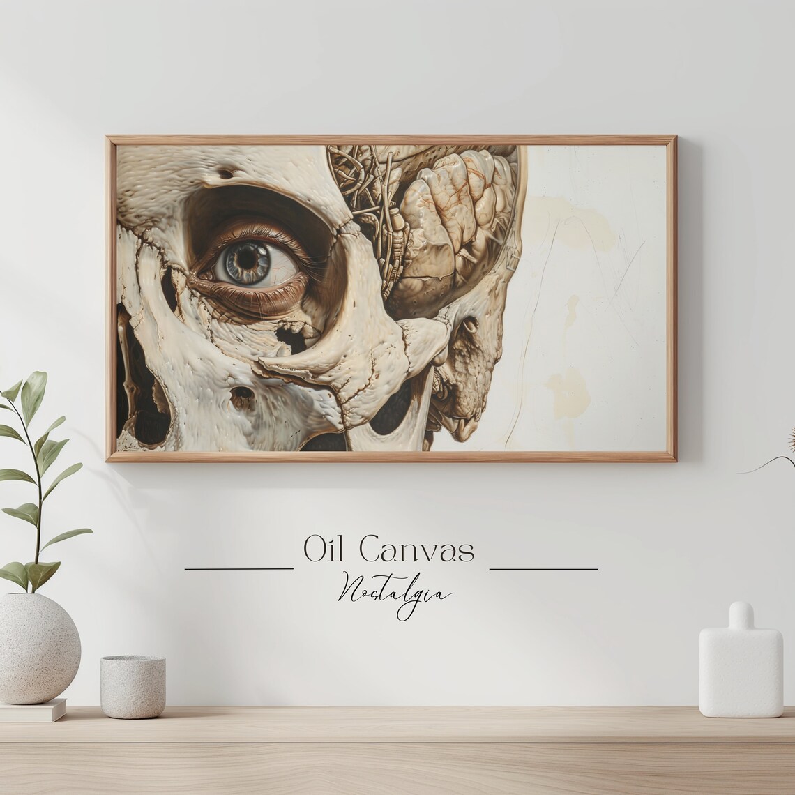Anatomical Skull Art Sepia Halloween Spooky Vintage Gothic Wall Art Poster - Image 3