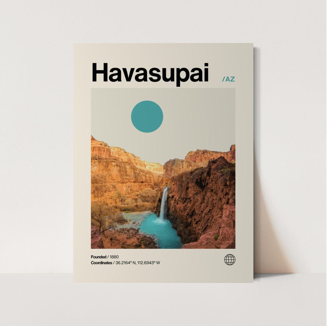 Havasupai Poster Minimalist Helvetica Mid Century Modern Havasupai Travel Print Havasupai Wall Art Havasupai Arizona Print Havasupai