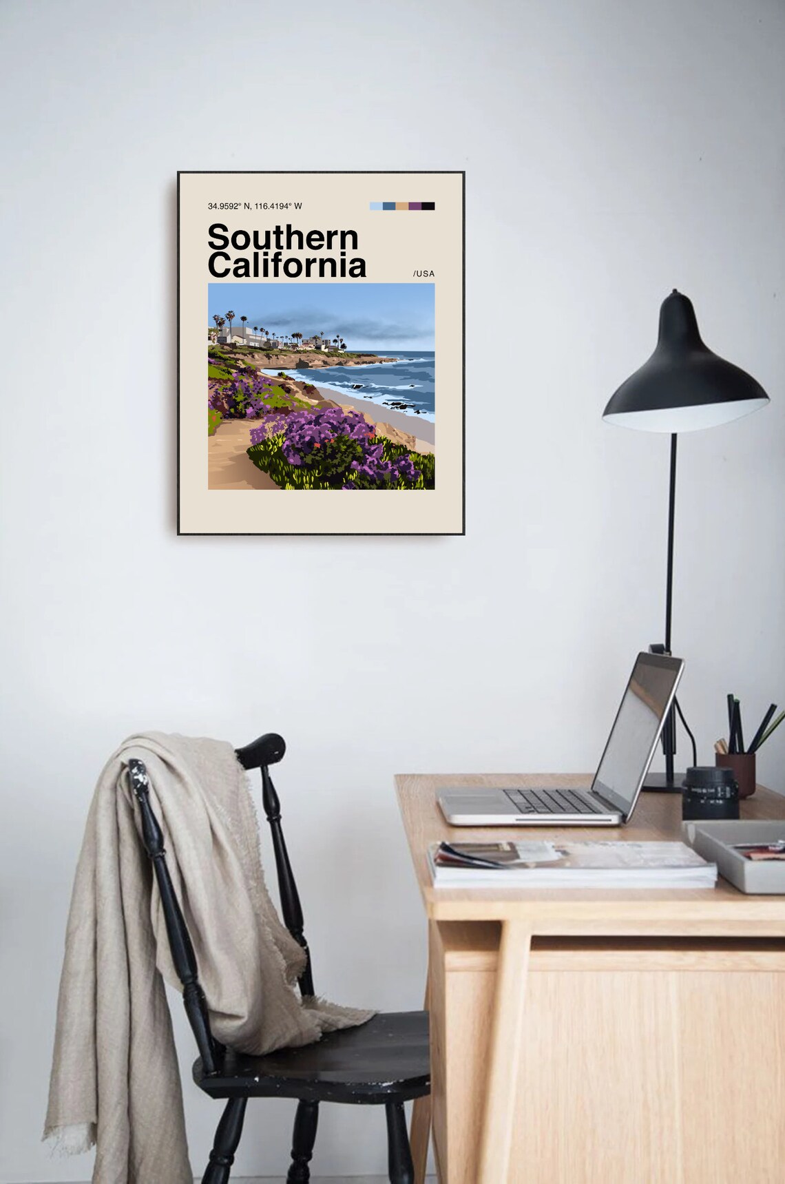Southern California Minimalist Travel Poster, Mid-Century - Image 3