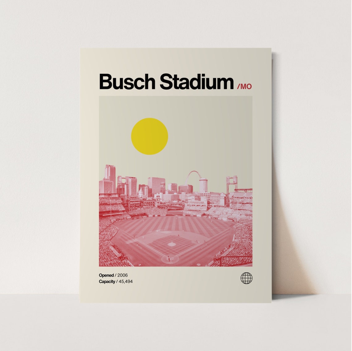 Busch Stadium St Louis Cardinals Gateway Arch Red Duotone Poster