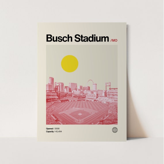Busch Stadium Monotone Poster Cardinals Poster Minimalist Helvetica Mid Century Modern Baseball Art Baseball Stadium Poster St Louis