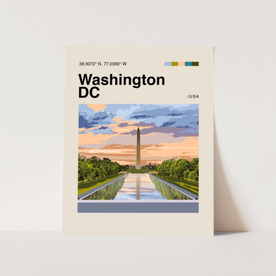 Washington Dc Poster Minimalist Helvetica Mid Century Modern Dc Travel Print Dc Poster Washington Monument Poster Dc Mall Poster