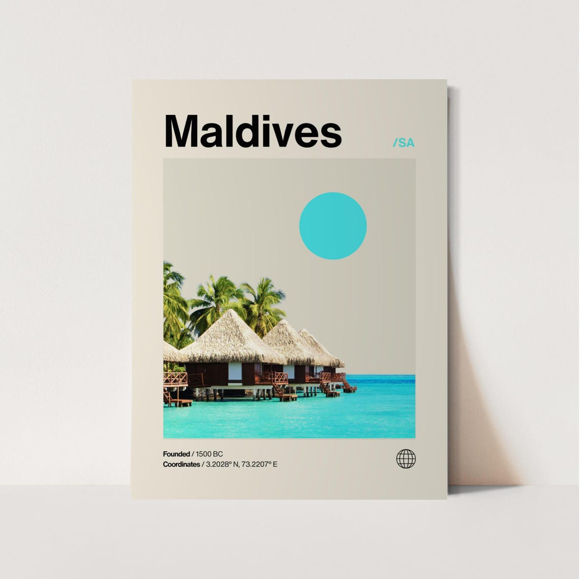 Maldives Poster Minimalist Helvetica Mid Century Modern Maldives Travel Print Maldives Wall Art Maldives South Asia Print Beach Art