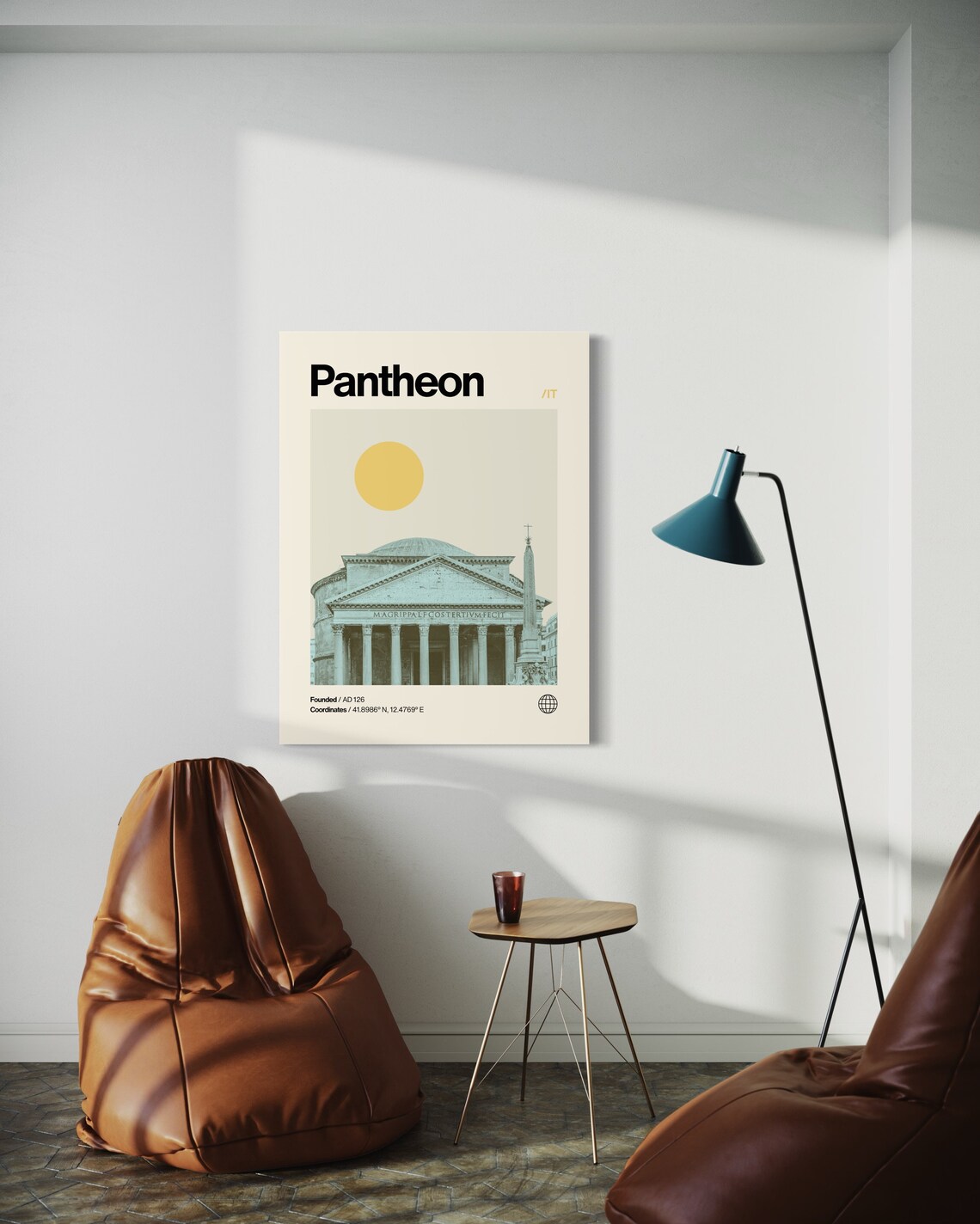 Pantheon Travel Poster, Minimalist Mid-Century Rome - Image 3