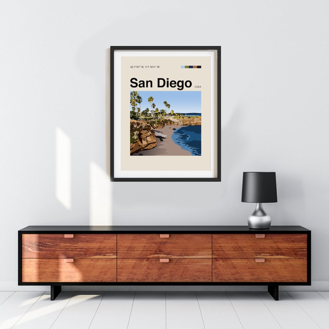 San Diego Minimalist Mid Century Modern Travel Poster - Image 2