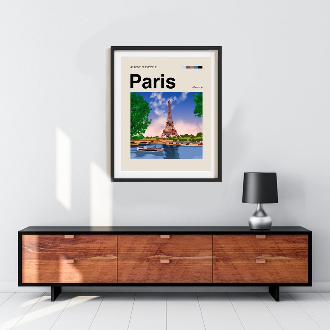 Paris France Eiffel Tower Illustrated Vintage Travel Art Poster - Image 3