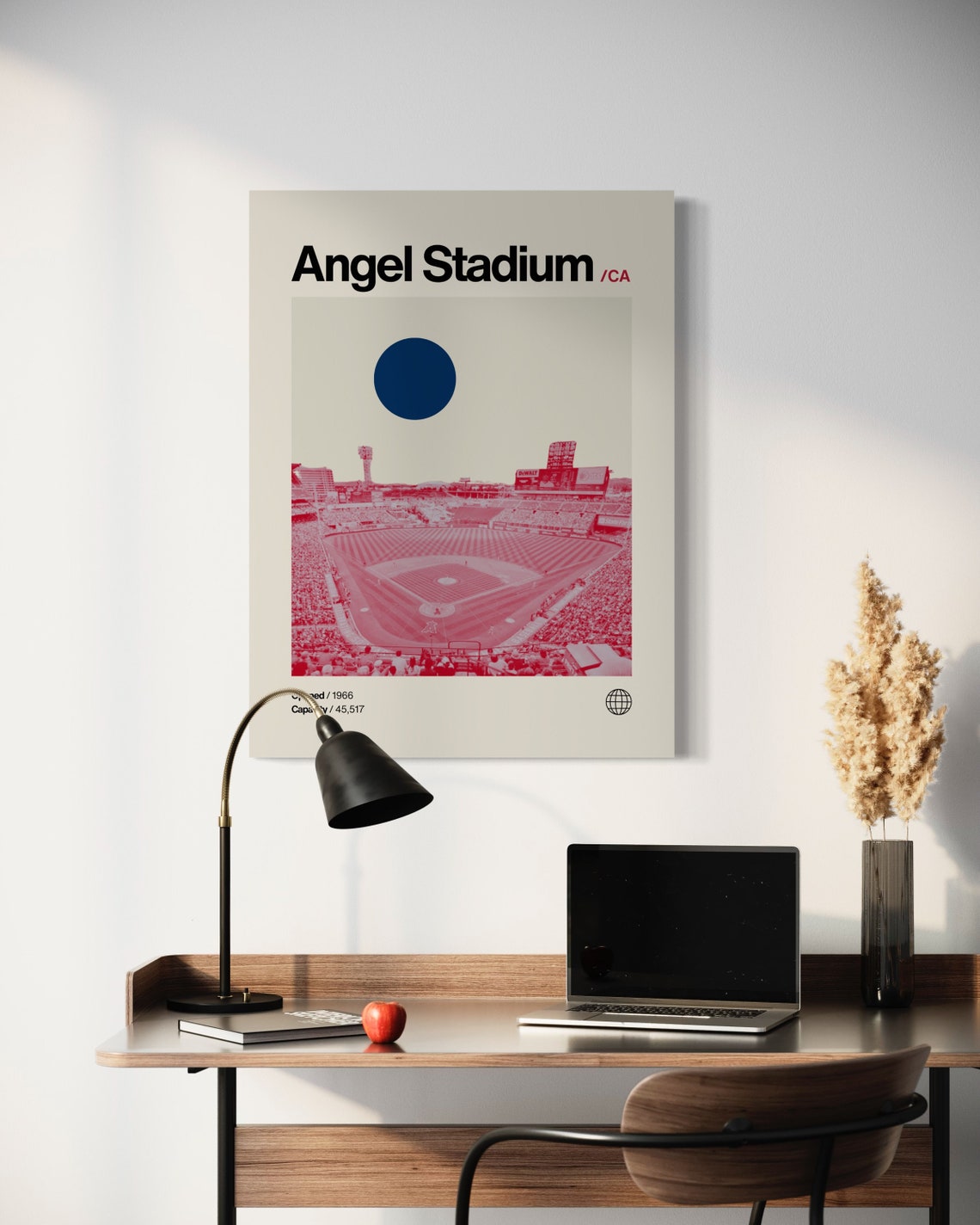 Angel Stadium Anaheim Minimalist Mid Century Modern Baseball Poster - Image 2