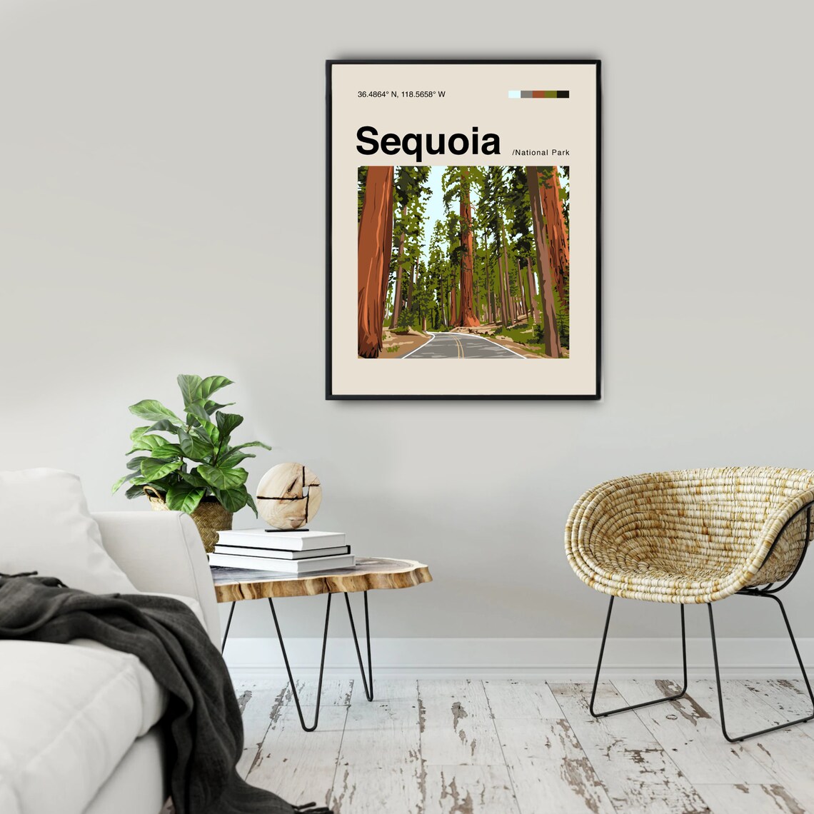 Sequoia National Park Giant Redwood Forest Road Travel Poster - Image 2