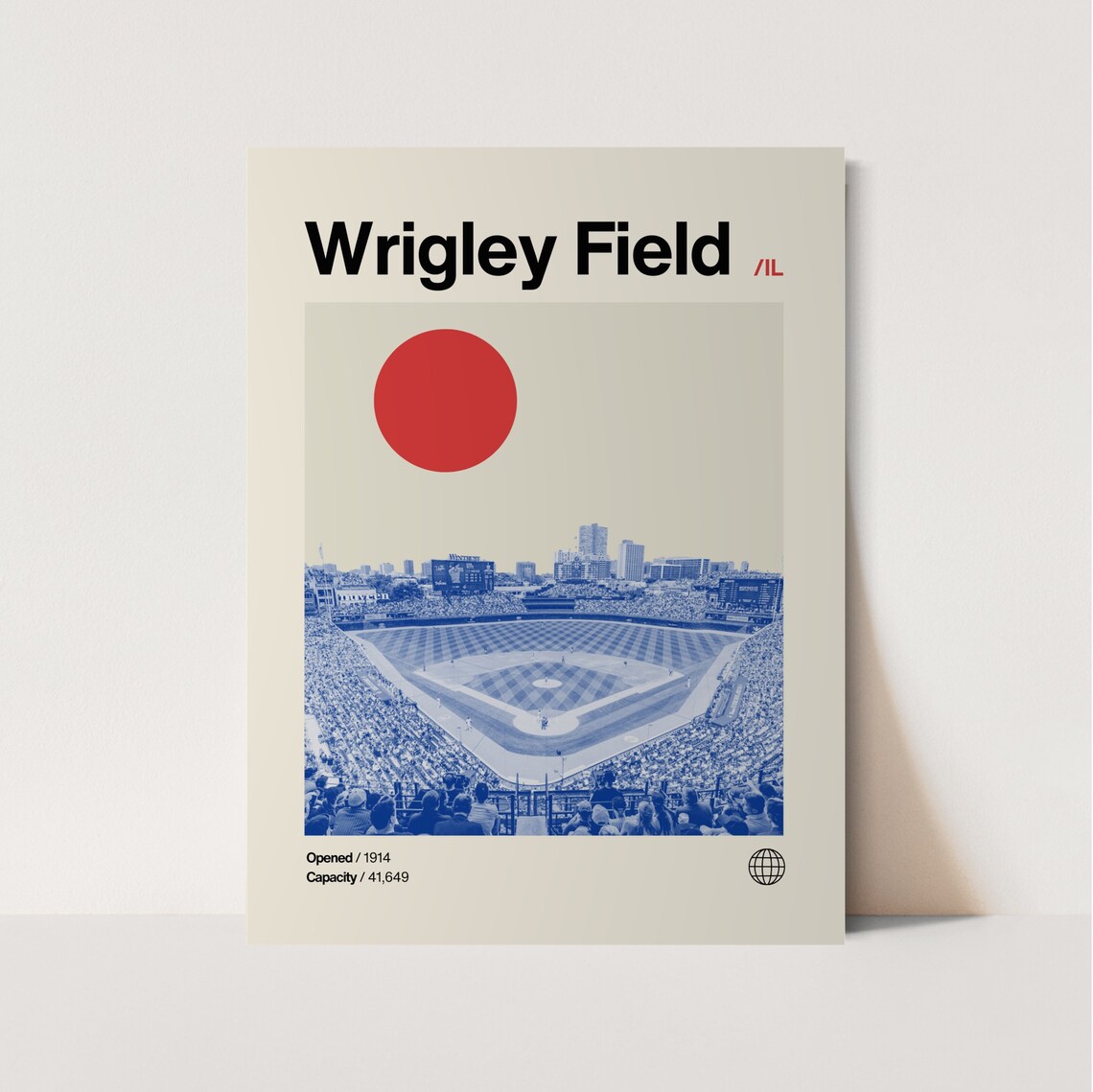 Wrigley Field Chicago Cubs Historic Stadium Blue Duotone Poster