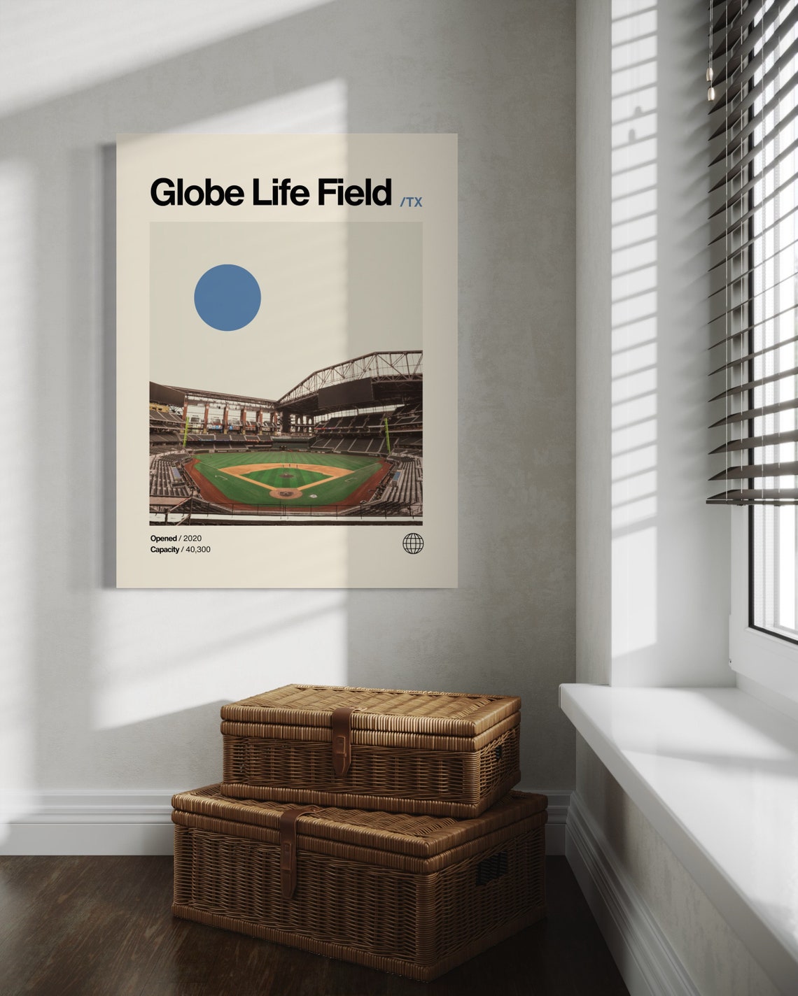 Globe Life Field Texas Rangers Baseball Stadium Minimalist Poster - Image 3