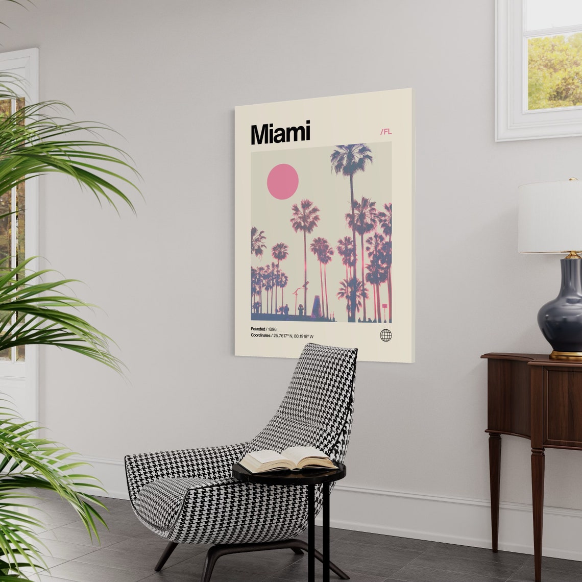 Miami Florida Palm Tree Sunset Silhouette Minimalist Travel Poster - Image 2