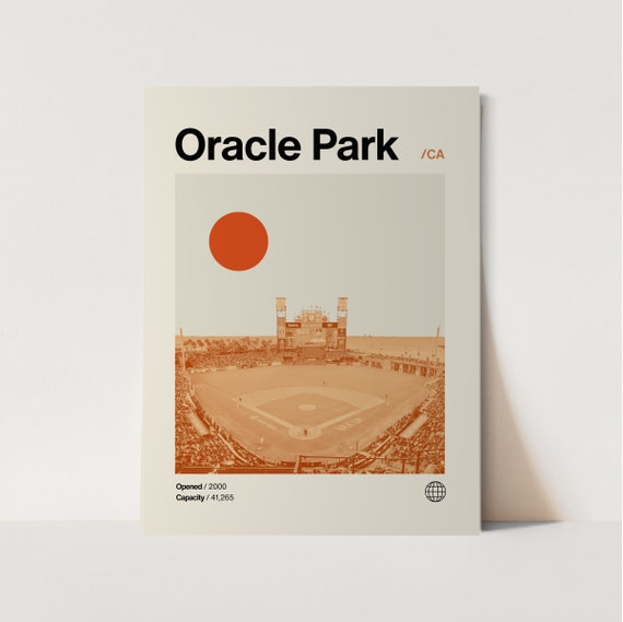 Oracle Park Retro Poster Giants Poster Minimalist Helvetica Mid Century Modern Baseball Art Baseball Stadium Poster San Fran Giants
