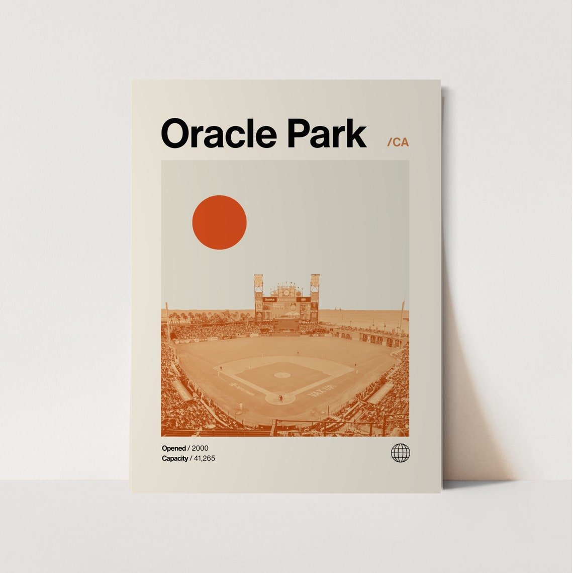 Oracle Park San Francisco Giants Bay Stadium Sepia Minimalist Poster
