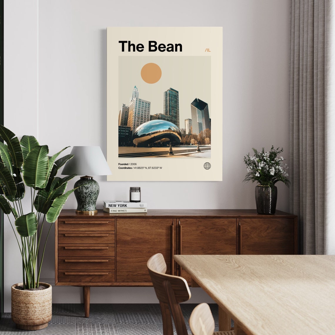 Chicago Cloud Gate The Bean Millennium Park Minimalist Travel Poster - Image 2