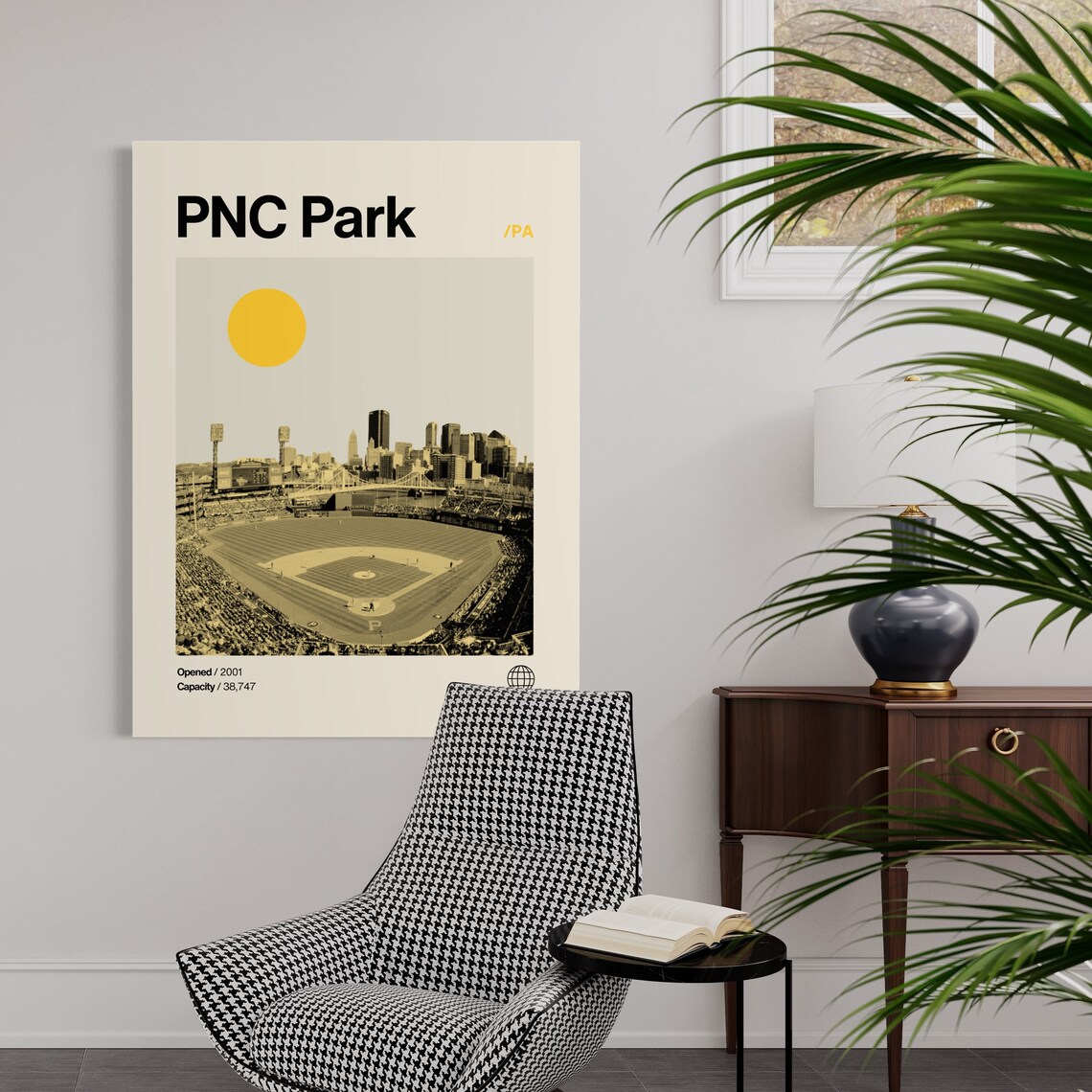 PNC Park Pittsburgh Minimalist Mid Century Modern Baseball Poster - Image 2