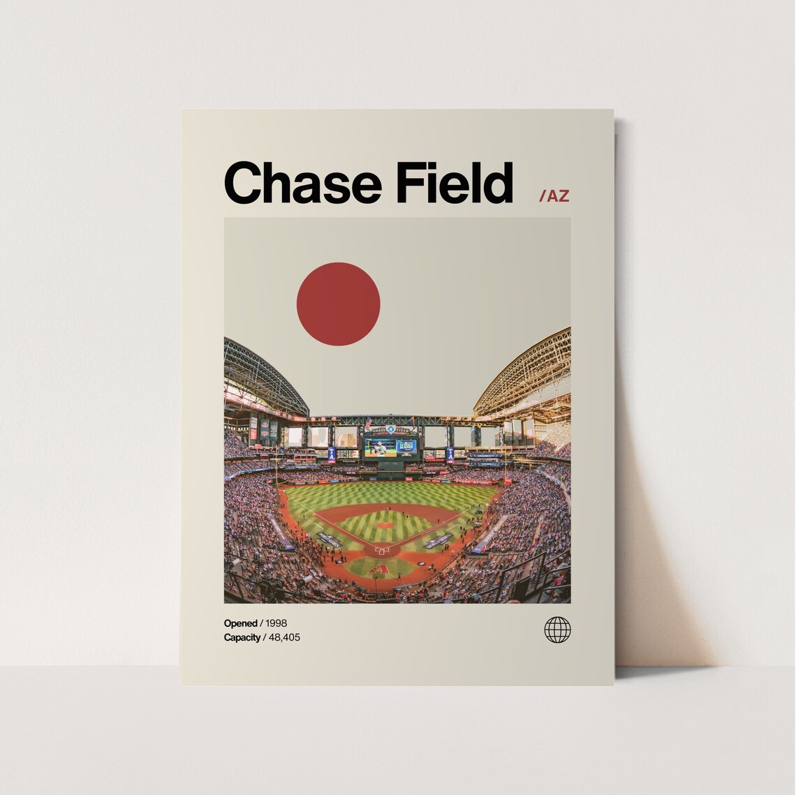 Chase Field Minimalist Mid-Century Baseball Art Print