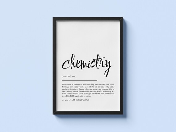 Chemistry Definition Print Minimalist Wall Art Gift For Teacher Or Student