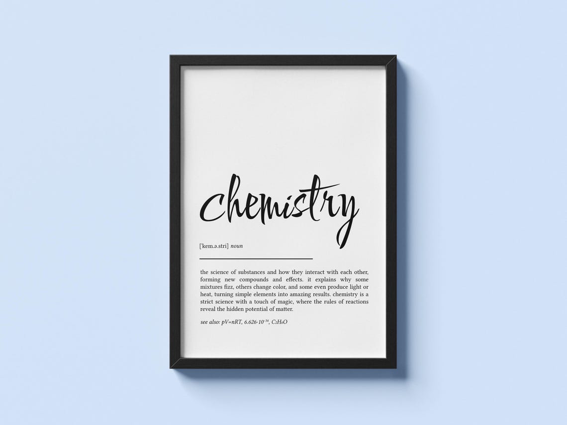Chemistry Definition Minimalist Typography Dictionary Poster