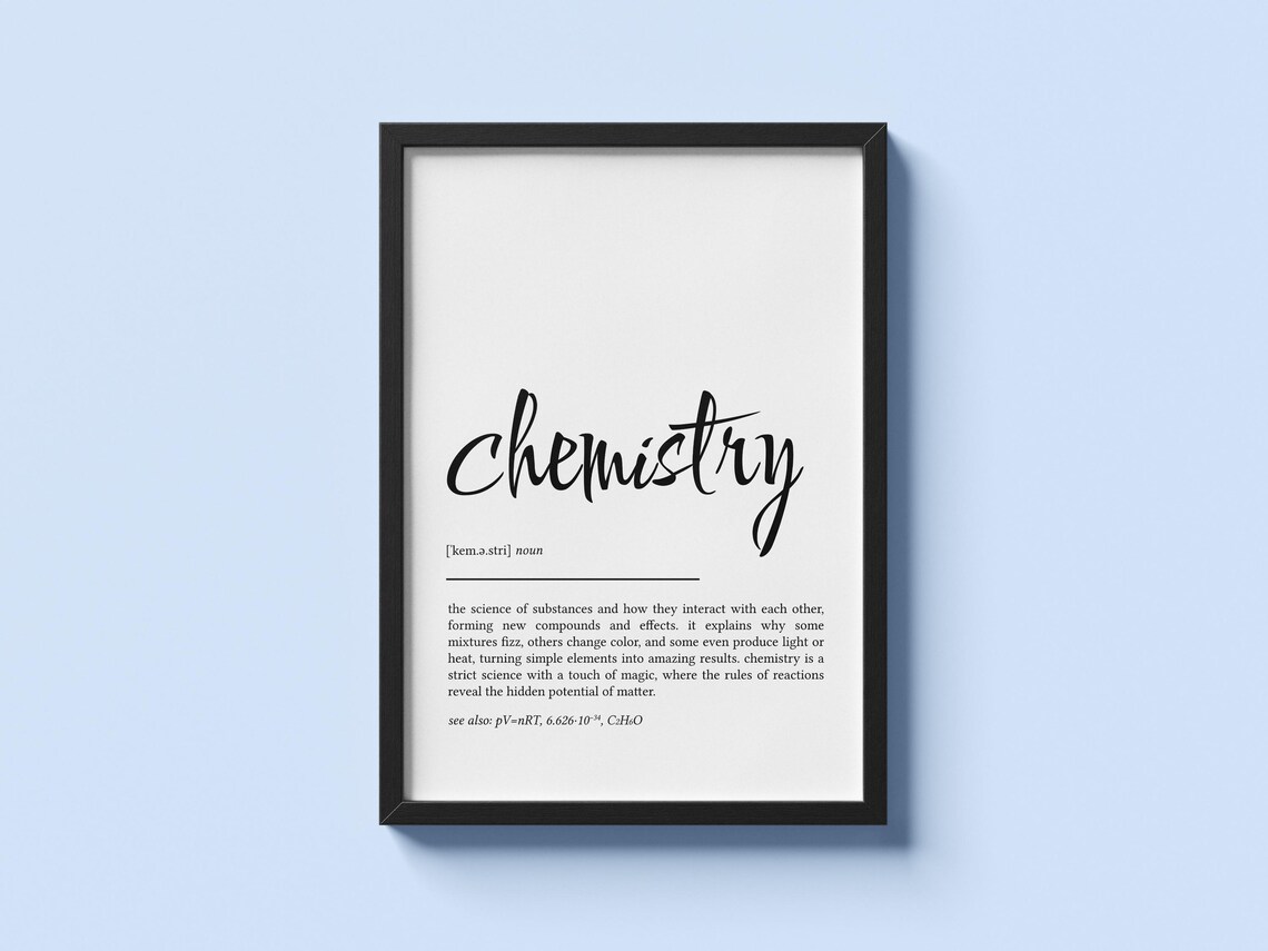 Chemistry Definition Print Minimalist Wall Art Gift For Teacher Or Student