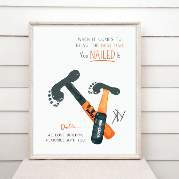 Footprint Craft For Dad, Keepsake Art Print