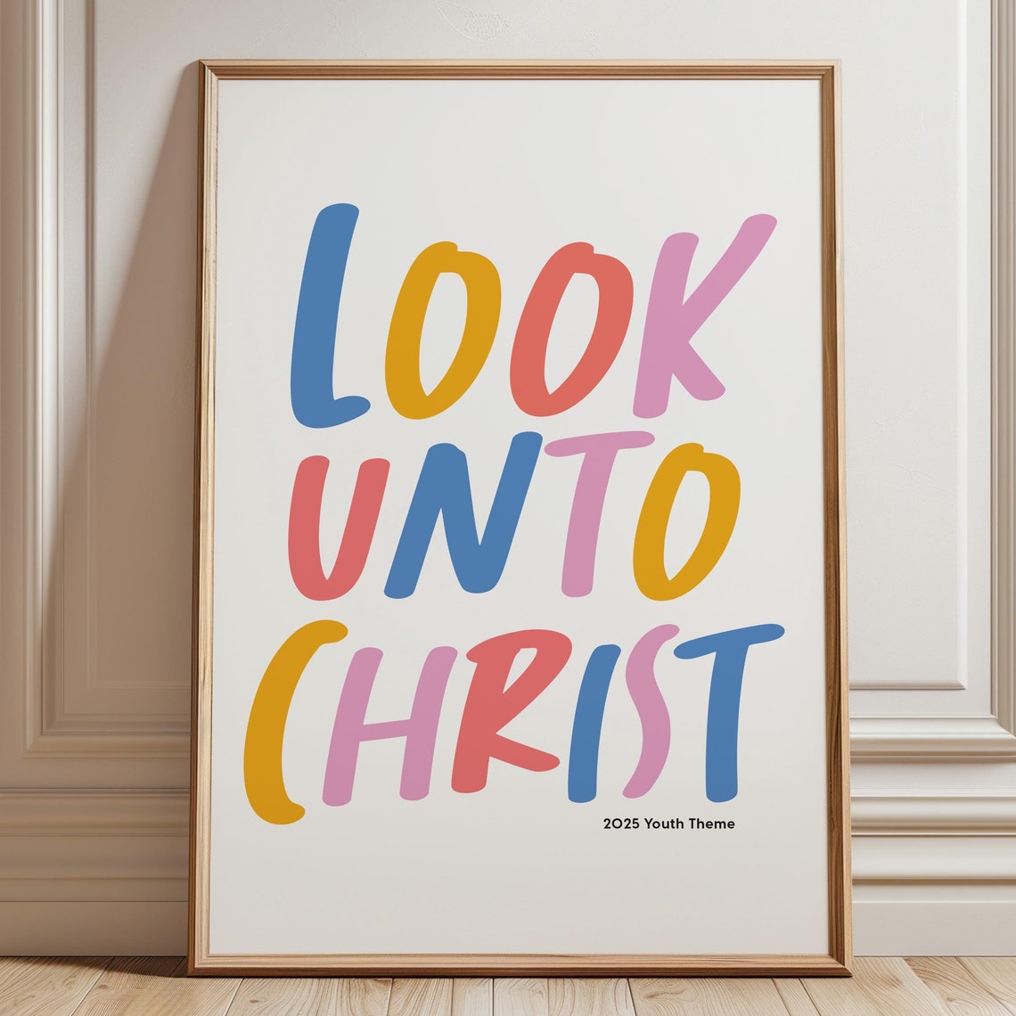 Look Unto Christ Colorful Hand Lettered 2025 Youth Theme Wall Print - Image 3