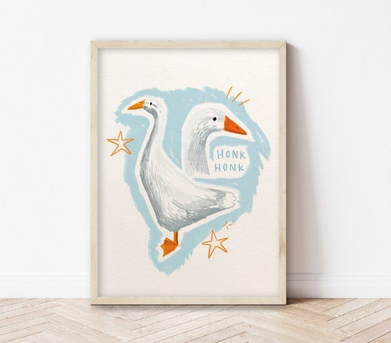 Cute Quirky Goose A5a4 Print