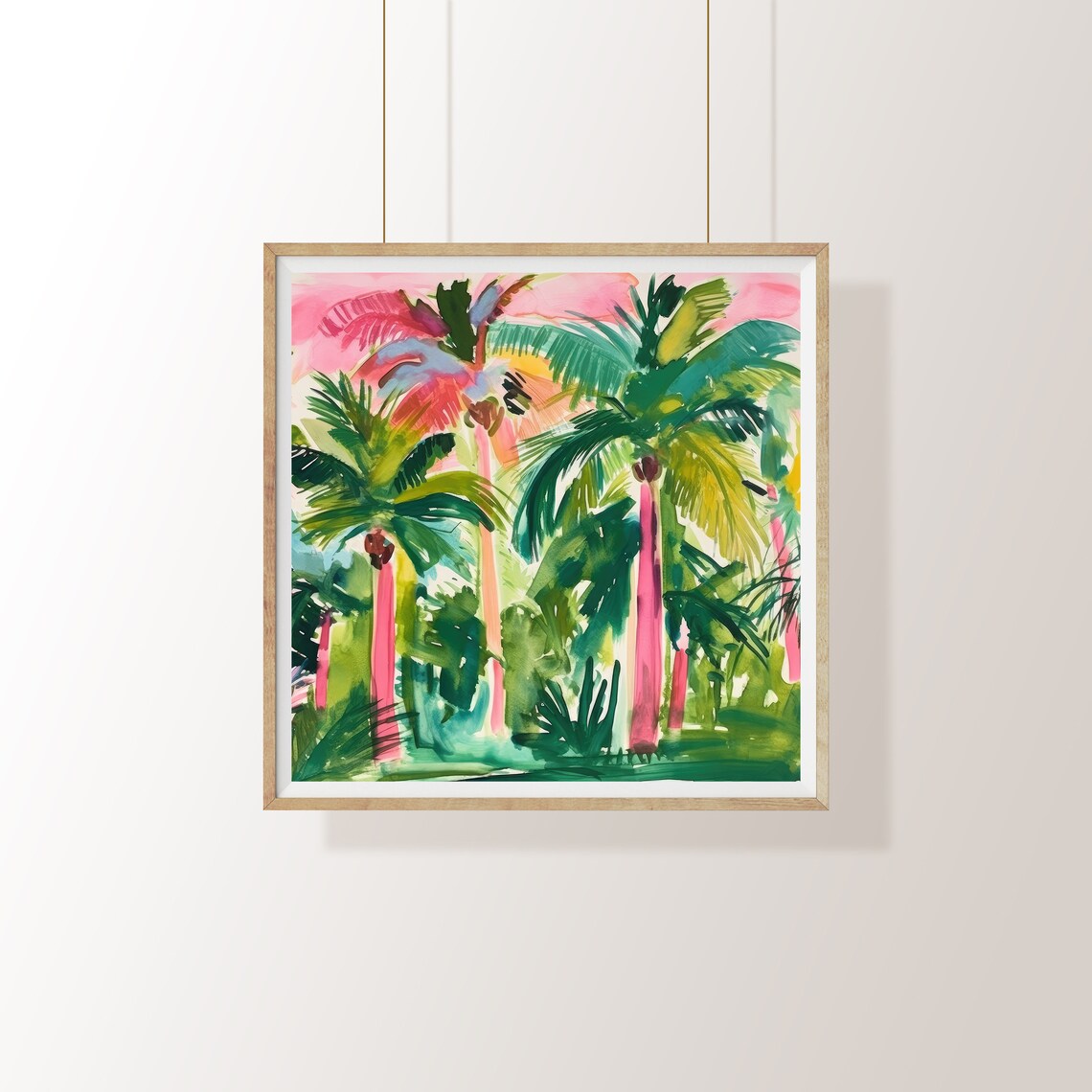Palm Trees Tropical Paradise Summer Art Wall Watercolor Illustration Painting