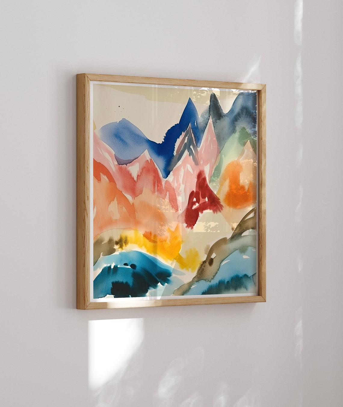 Layered Rainbow Mountain Ridges Dreamy Watercolor Landscape Poster - Image 2