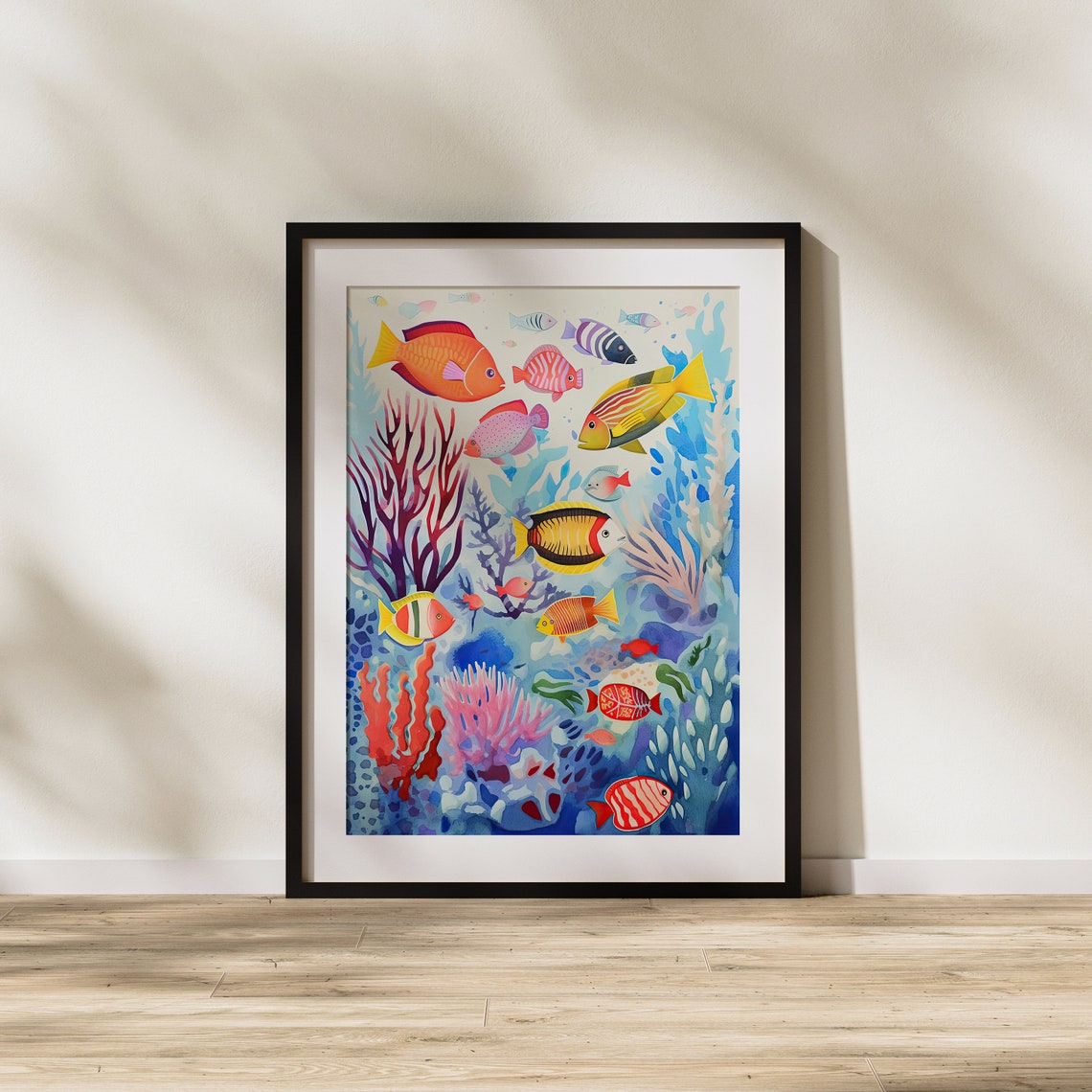 Bright Coral Reef Tropical Fish Colorful Underwater Scene Art Poster - Image 3