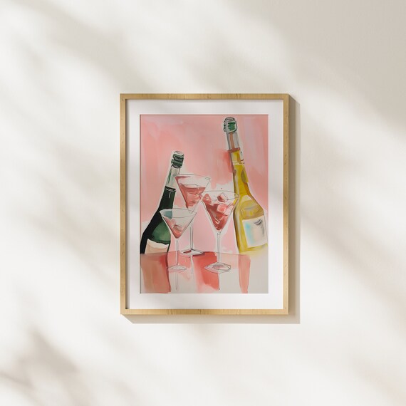 Pink Martini Cocktails Festive Bar Still Life Party Art Poster