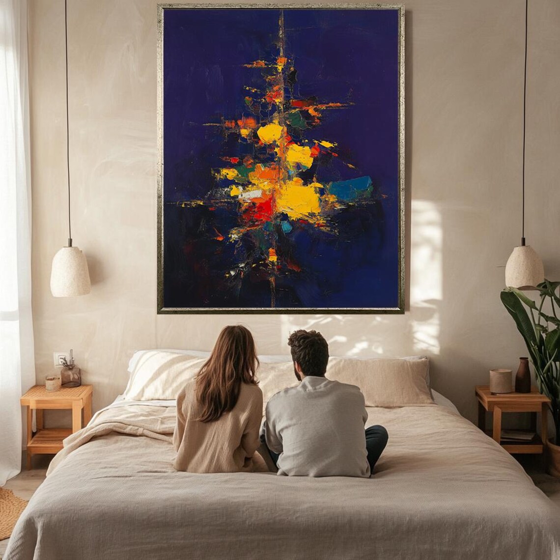 Bold Abstract Explosion Art Vibrant Color Burst Painting Modern Dynamic Wall Decor Textured Abstract Artwork For Home - Image 2