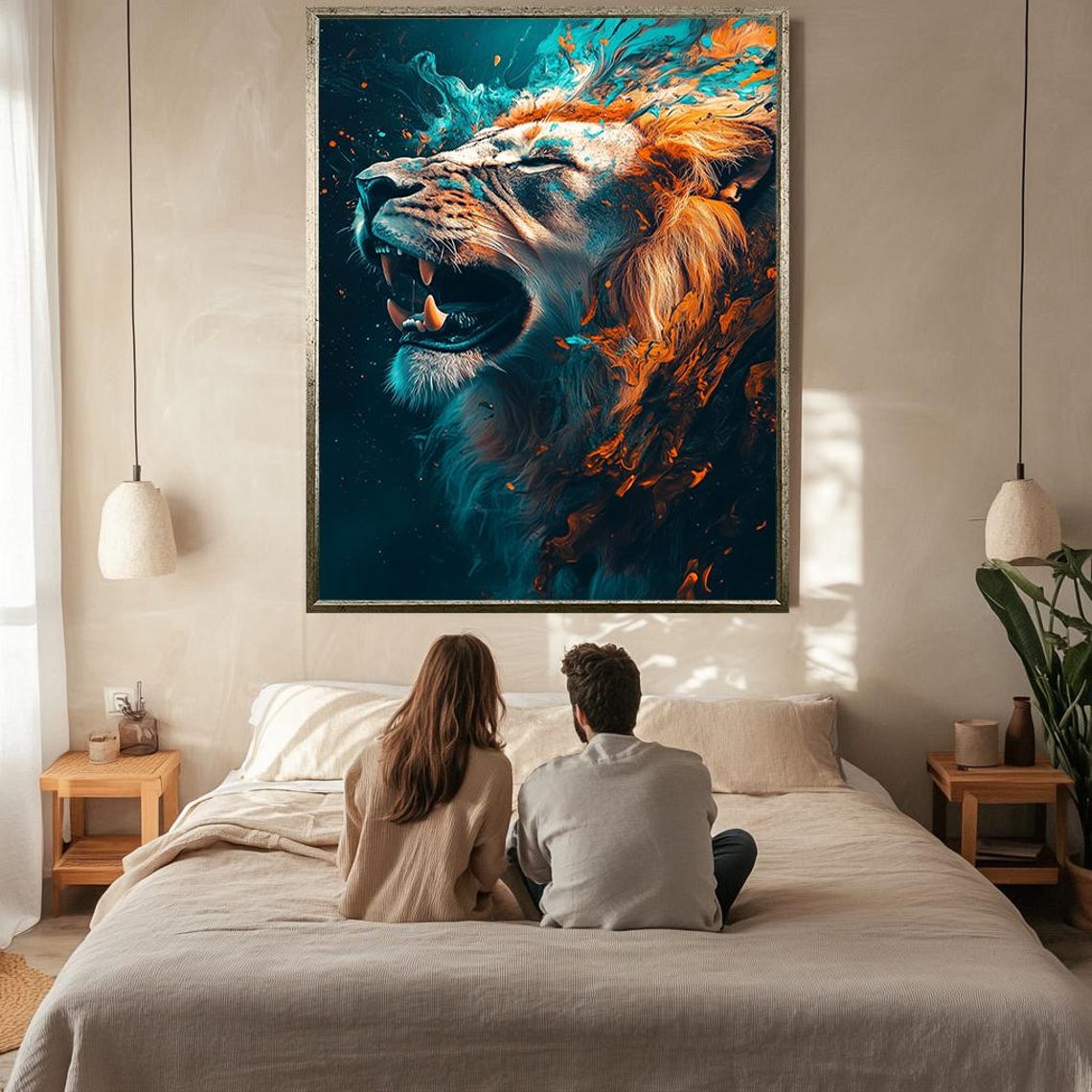 Fierce Roaring Lion Art Bold Abstract Wildlife Wall Decor Dynamic And Powerful Animal Portrait For Modern Spaces - Image 2
