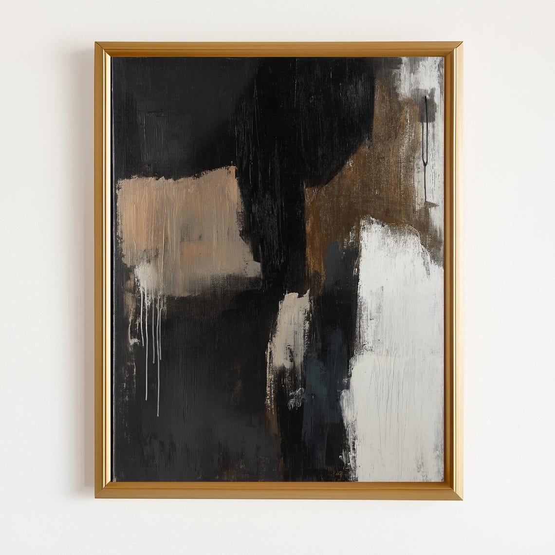 Minimalist Black Beige White Textured Abstract Modern Art Wall Poster - Image 5