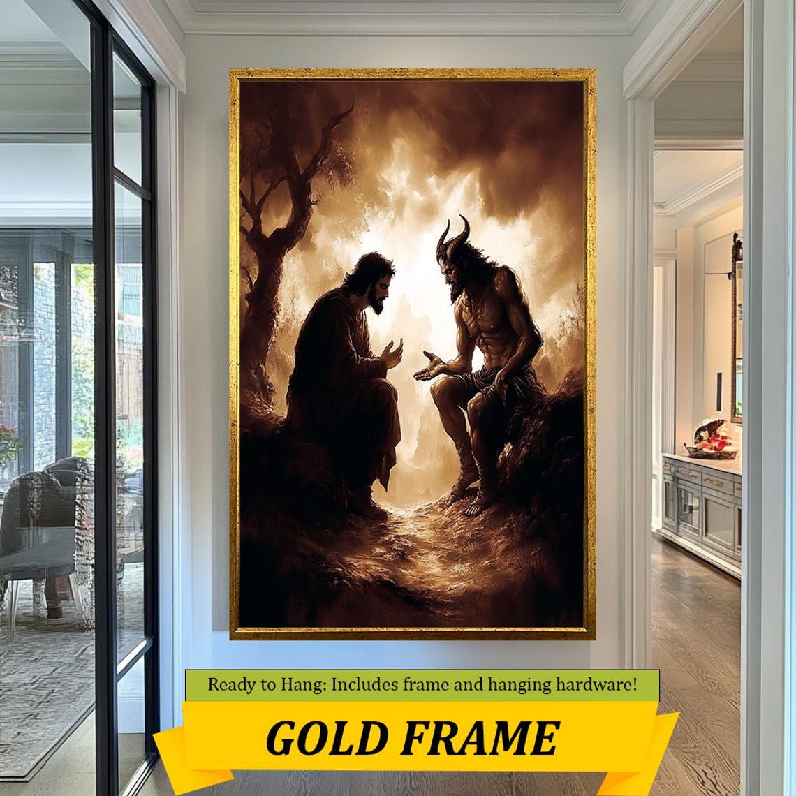 Jesus Facing The Devil In The Desert Temptation Biblical Art Poster - Image 5
