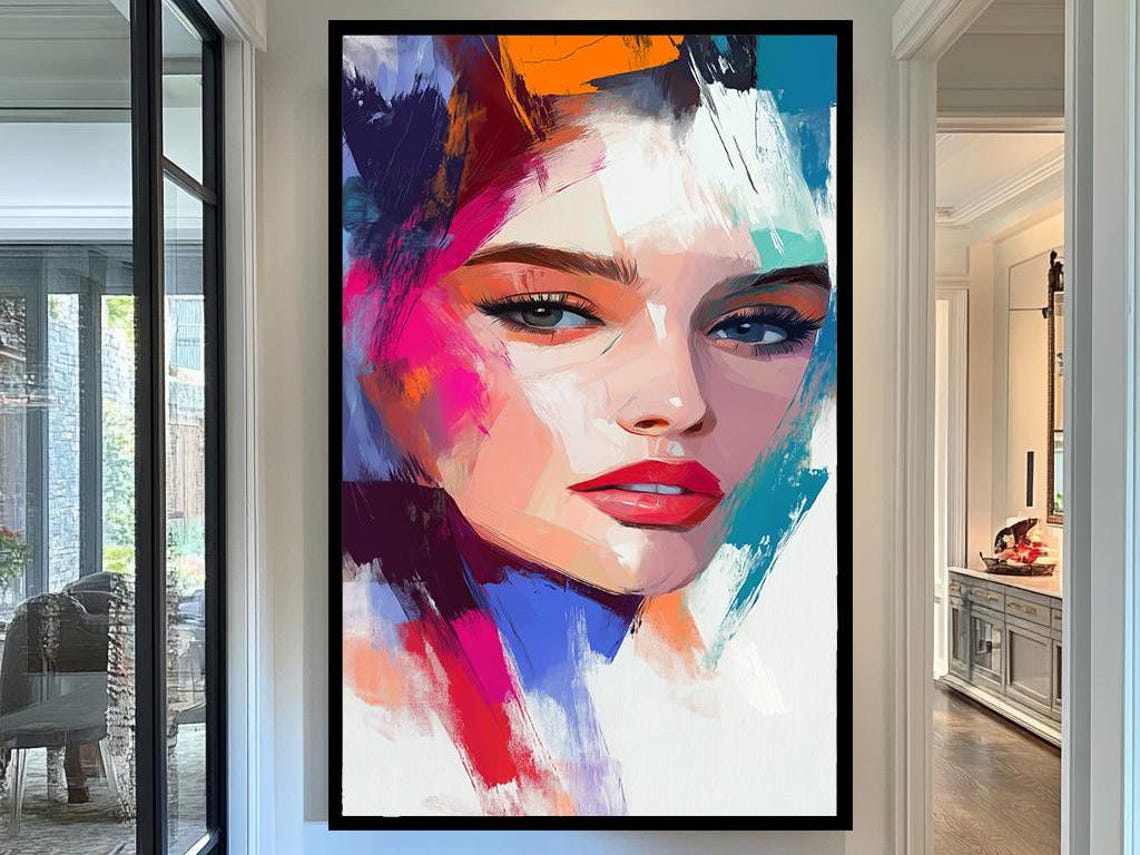 Colorful Abstract Woman Face Bold Brushstroke Modern Art Wall Poster