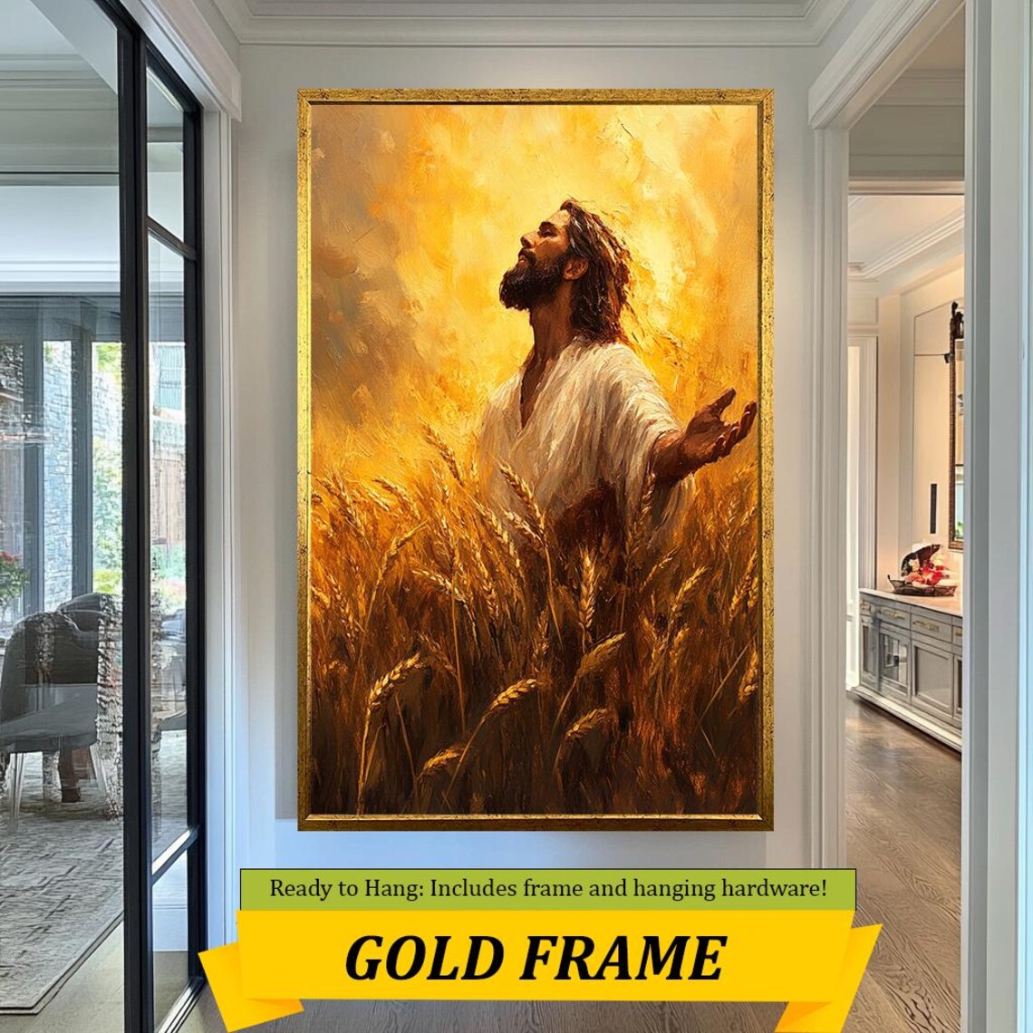 Jesus Standing In Golden Wheat Field Arms Open To Heaven Poster - Image 5