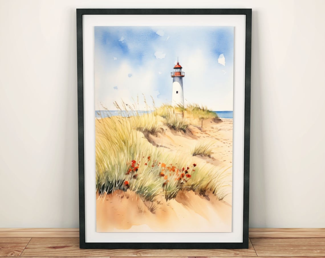 Mediterranean Lighthouse Landscape Art Print