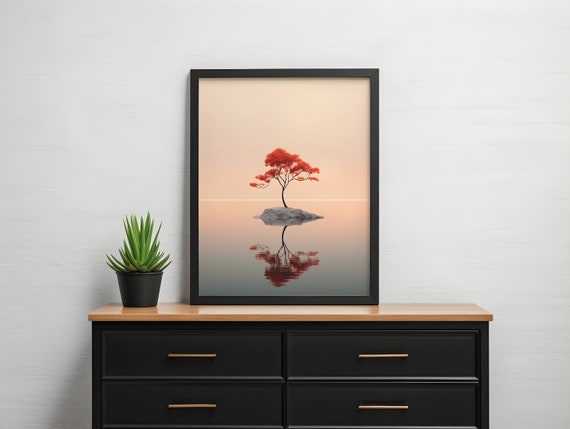 Minimalist Nature Landscape Wall Art Peaceful Calm Sunrise Poster Natural Decor Sunset Dusk Print