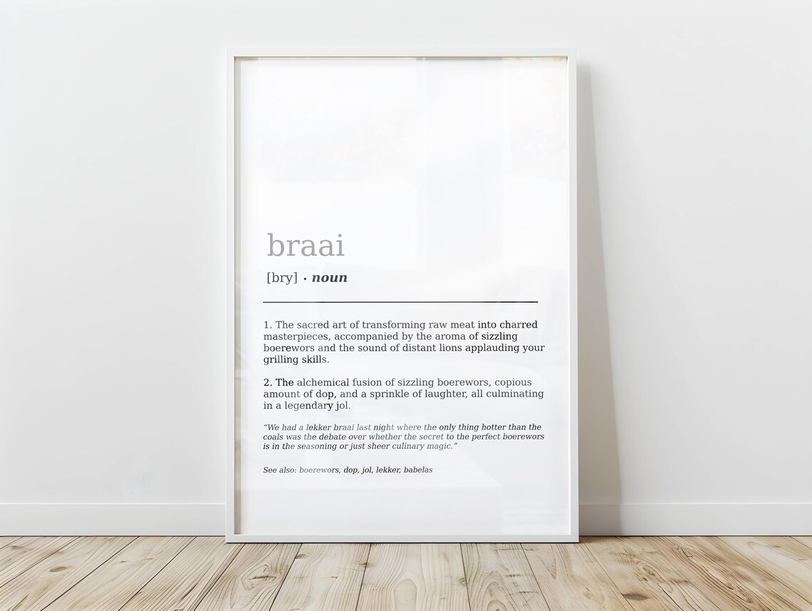 Funny Braai Definition Print, South African Humor Poster