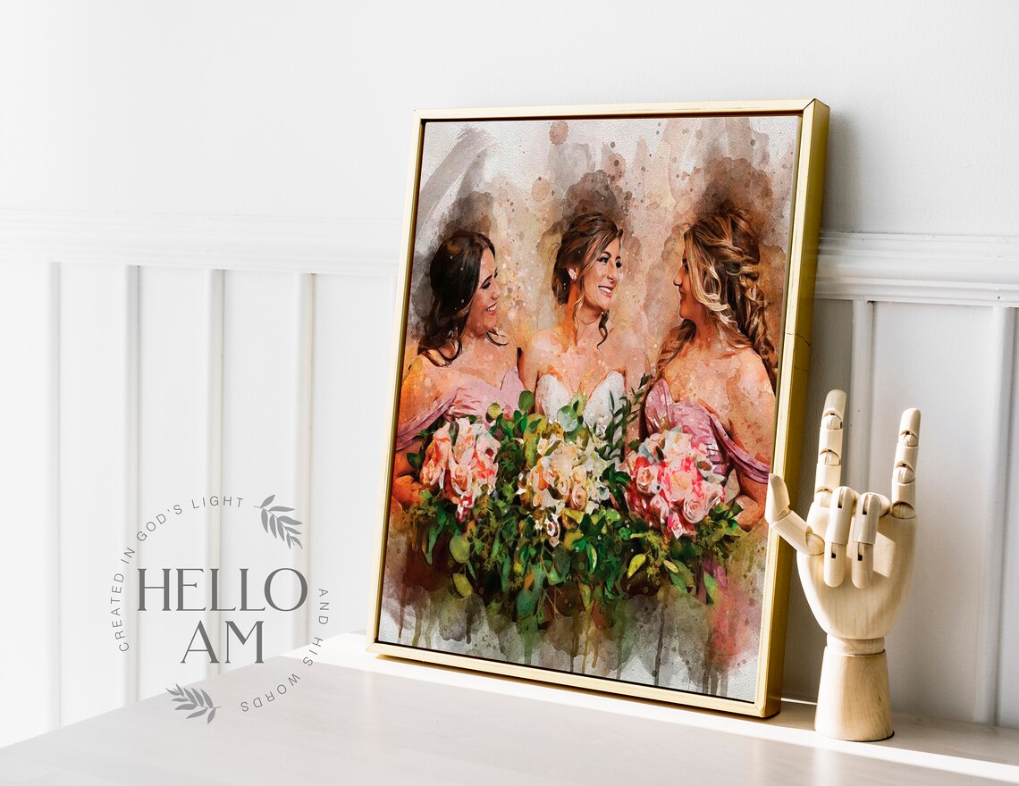 Custom Bridesmaid Portrait Art Print, Bride And Maid Of Honour - Image 2