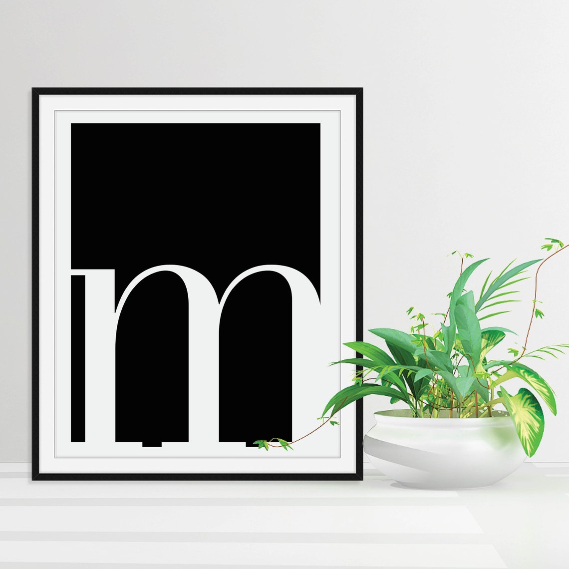 Lowercase Letter M Monogram Poster Black and White Nursery Decor - Image 4