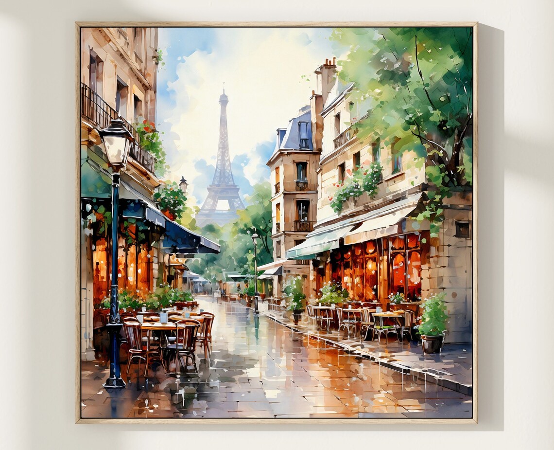Paris Watercolor Travel Poster, Bohemian Neutral Decor
