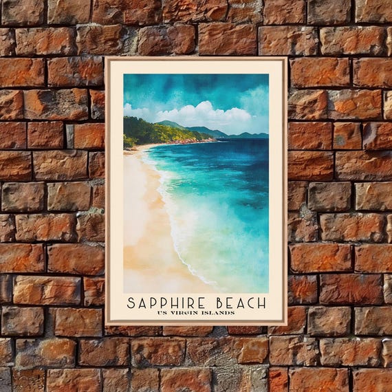 Sapphire Beach Us Virgin Islands Watercolor Beach Print Vacation Gift Wall Art Beach Painting Beach Decor Beach Painting