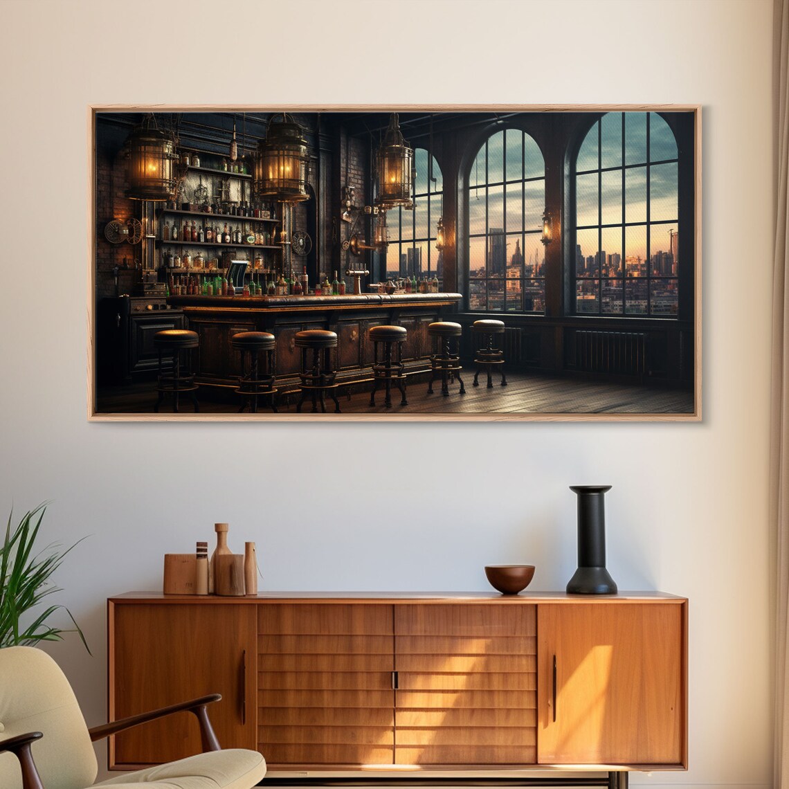 Vintage Bar in Industrial Loft, Fall Art Print - Image 6