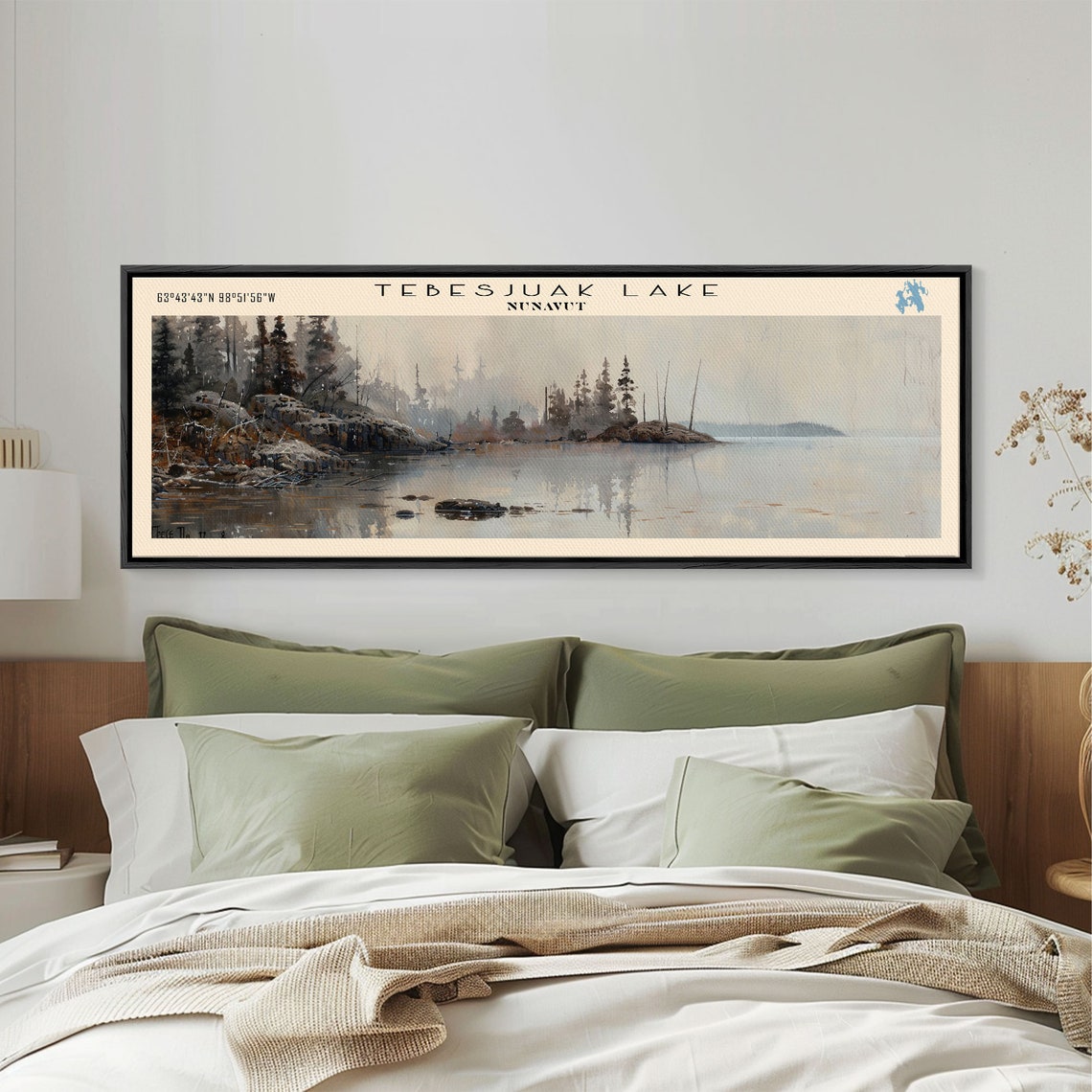 Tebesjuak Lake Nunavut Foggy Boreal Shore Pine Forest Travel Poster