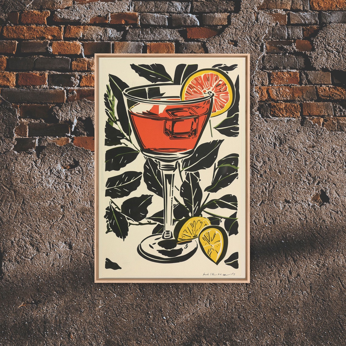 Vintage Orange Cocktail Coupe Glass Citrus Retro Bar Wall Art Poster - Image 5