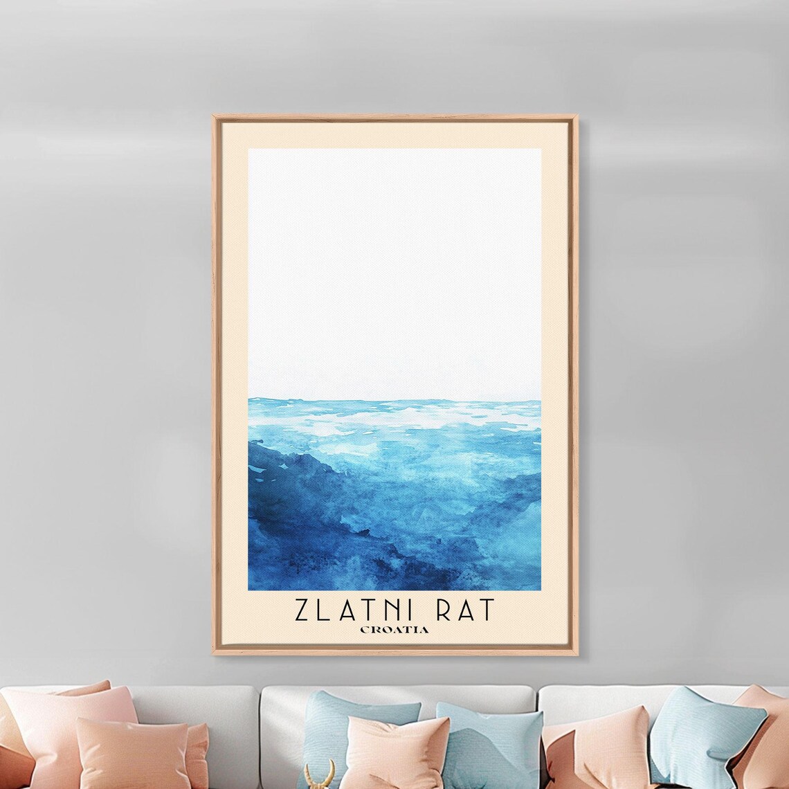 Zlatni Rat Golden Horn Croatia Bold Blue Ocean Watercolor Poster